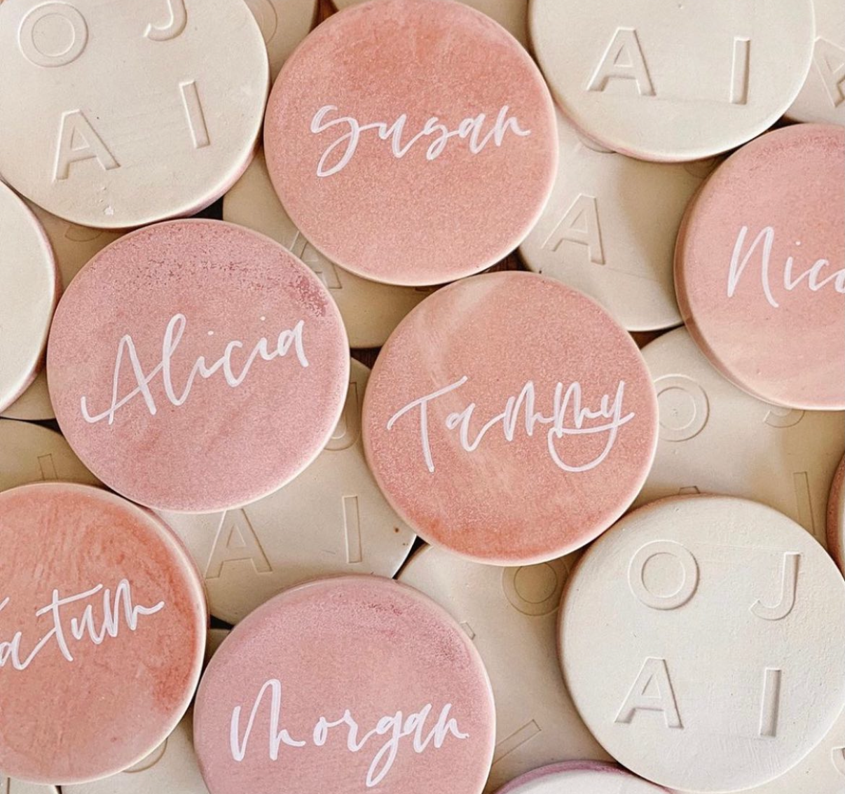 Personalized pink and cream ceramic keepsakes made for meaningful occasions