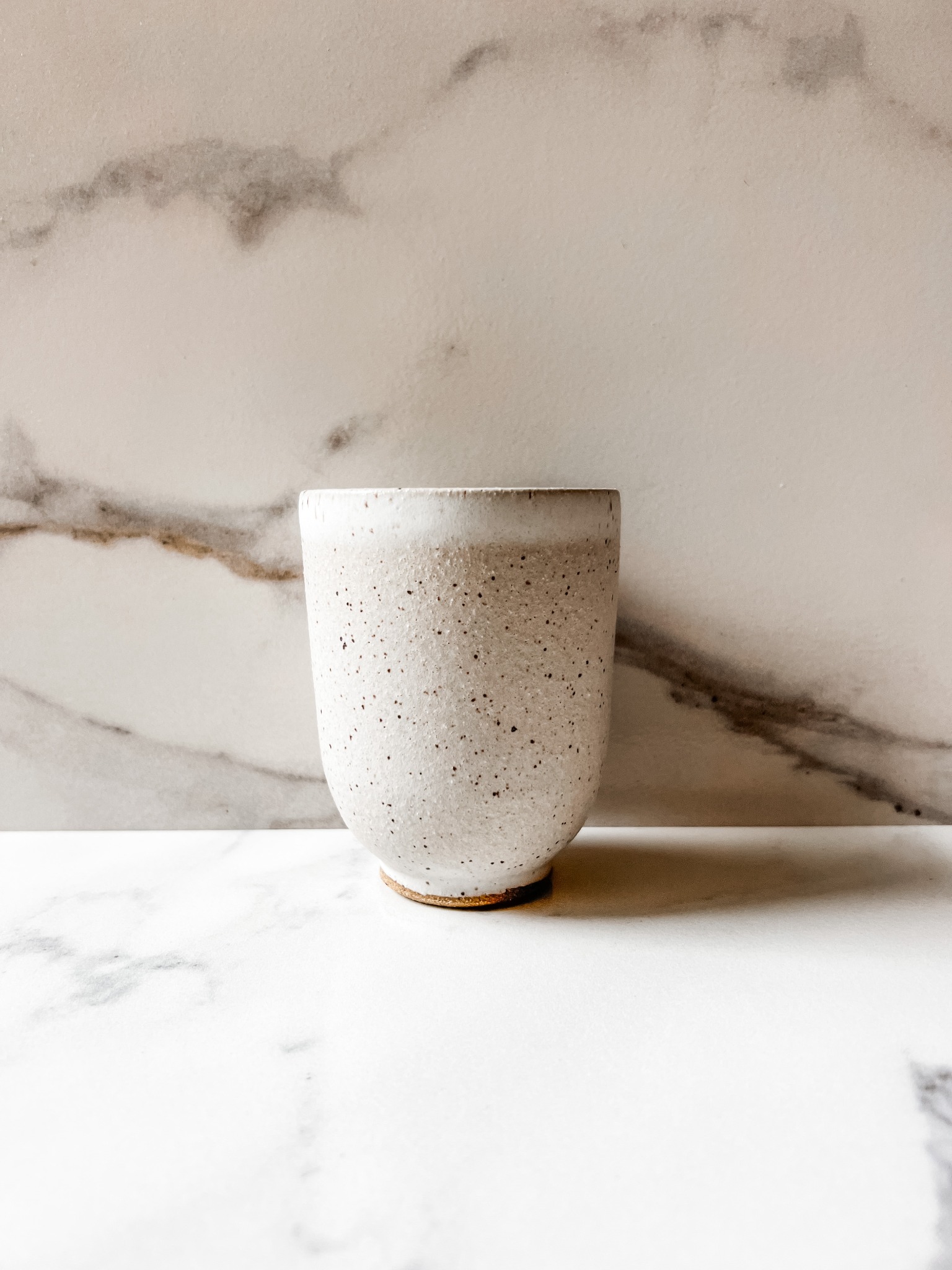 Handmade ceramic La Luna Tumbler in Piedra Blanca Collection glaze, Ritual Ceramics