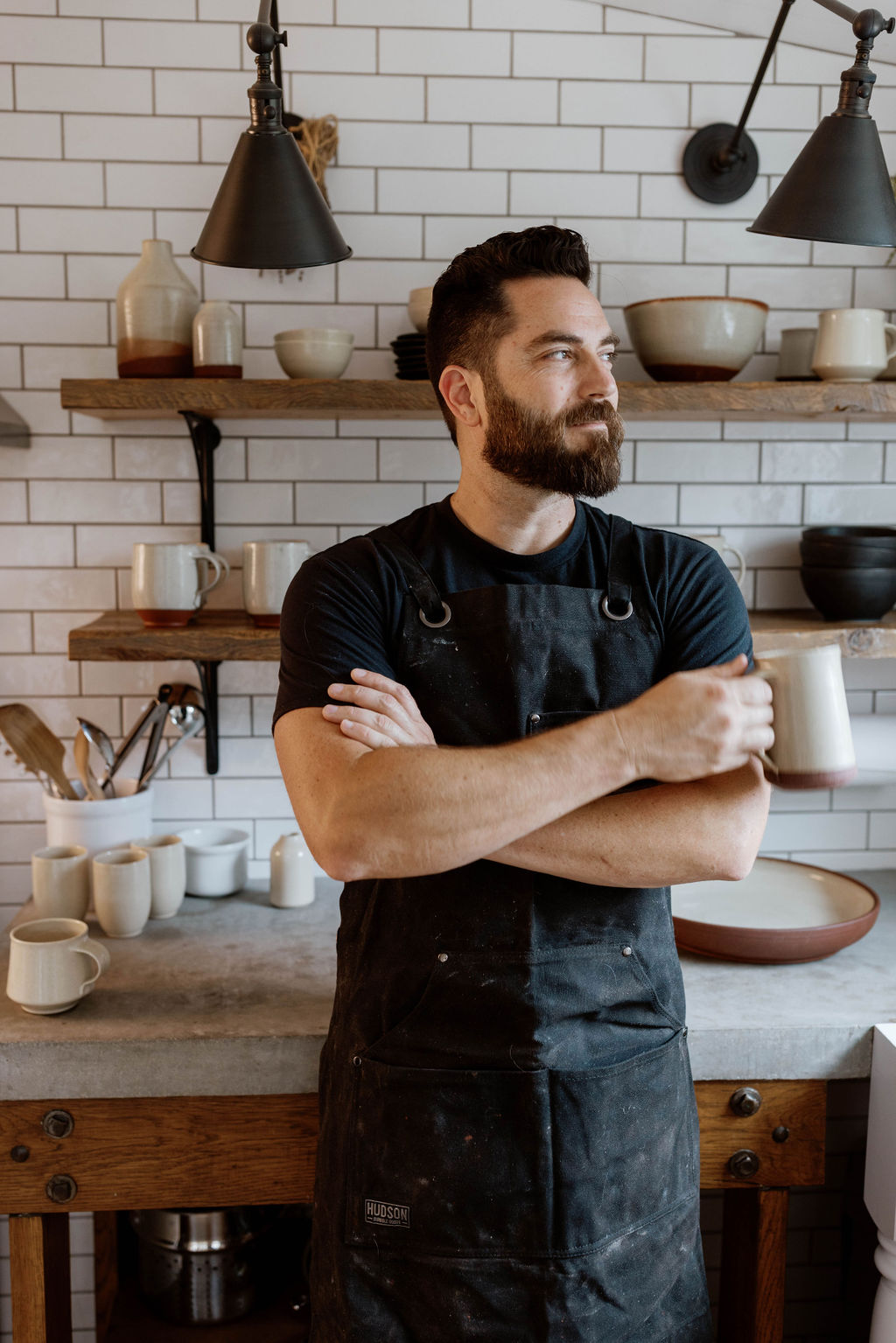 Ceramic artist Jeffrey Ryan May working in the Ritual Ceramics studio in Ojai