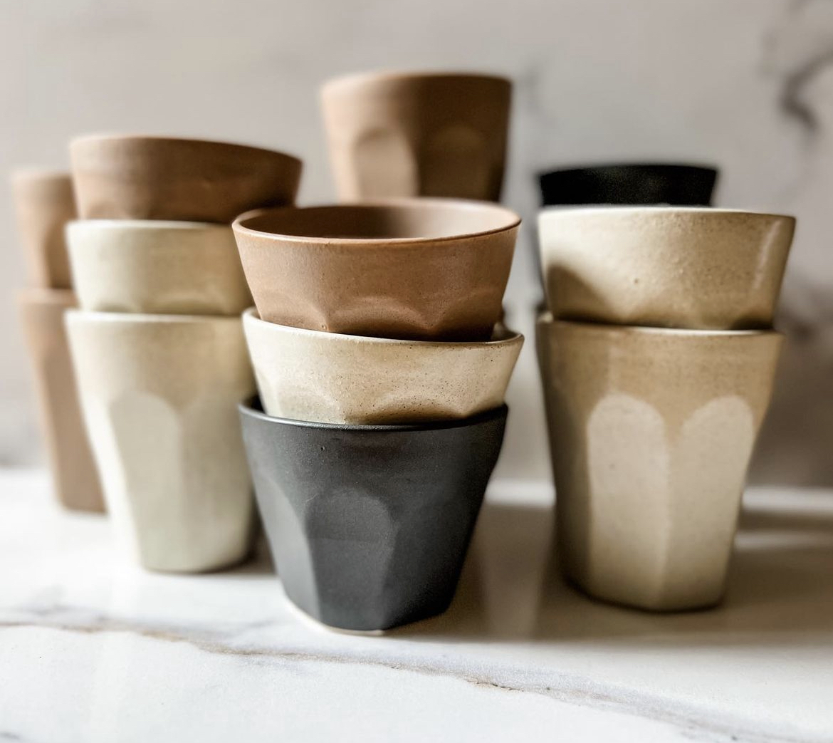 A thoughtful collection of handmade ceramic tumblers ready to be gifted
